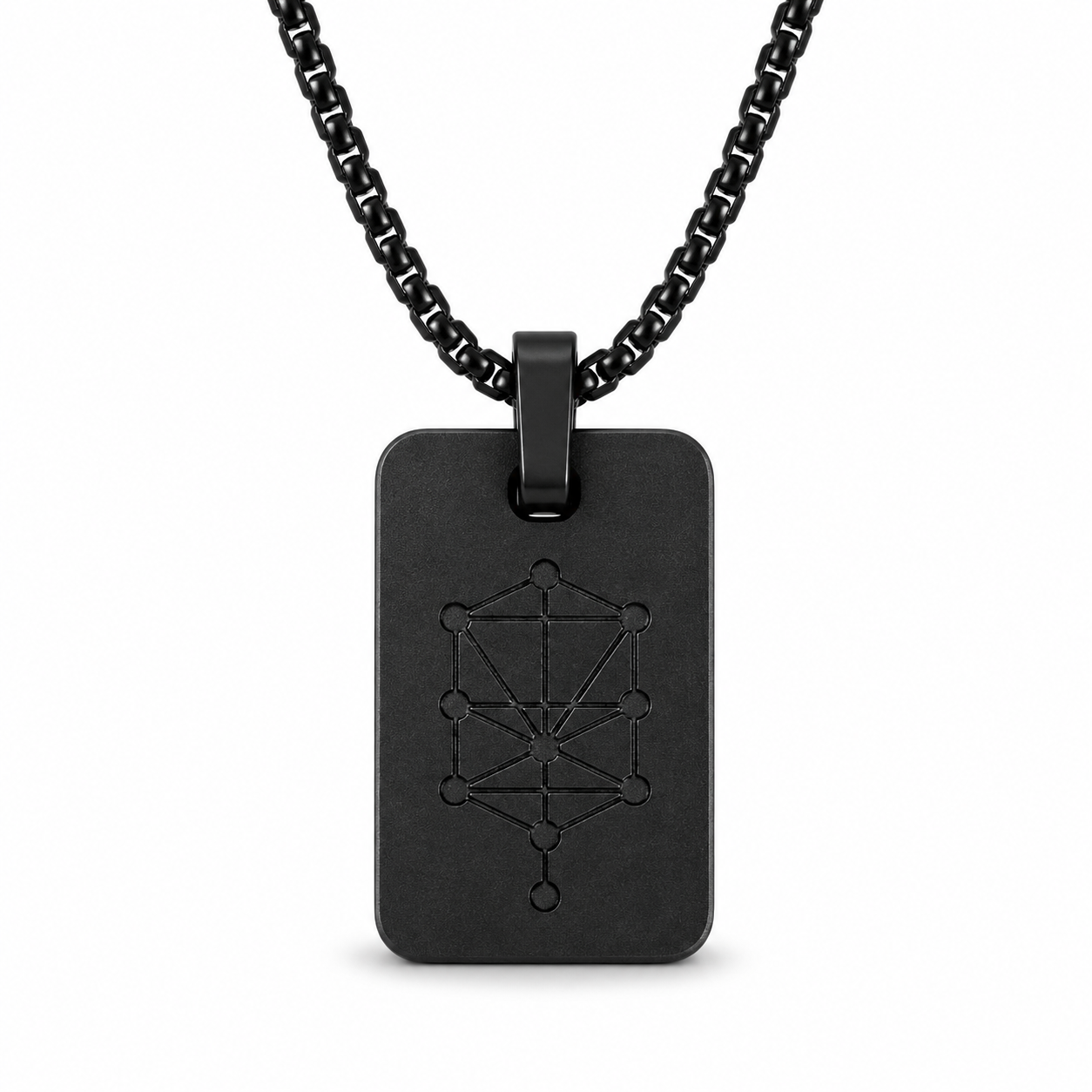 Nano Zohar Necklace - Full 23 Volume Aramaic Zohar Nano Inscribed Kabbalah Jewelry | Obsidian Noir, Lumina, Eclipse Editions | Aluminum Frame Stainless Steel Chain