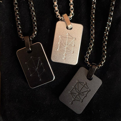 Nano Zohar Necklace - Full 23 Volume Aramaic Zohar Nano Inscribed Kabbalah Jewelry | Obsidian Noir, Lumina, Eclipse Editions | Aluminum Frame Stainless Steel Chain